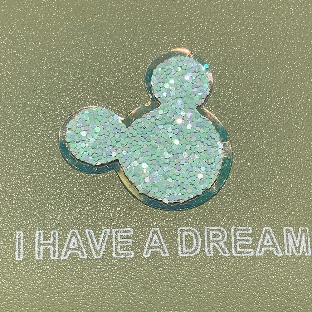 Minnie Mickey Mouse Wristlet Clutch Convertible Long Glitter Disney Wallet Green - Picture 2 of 16